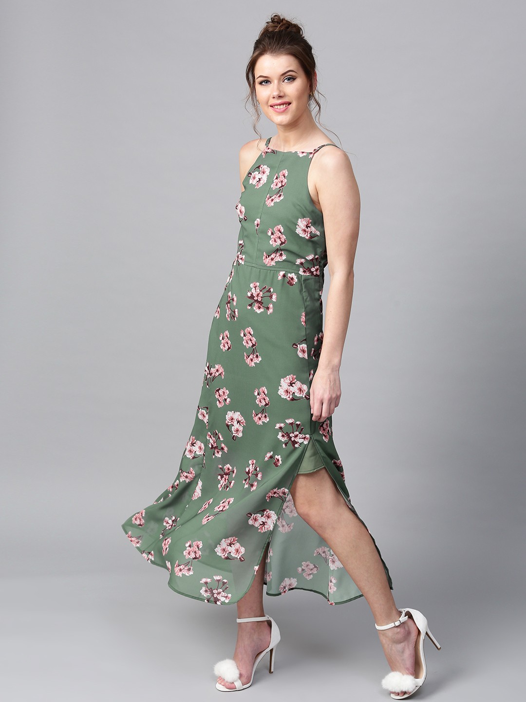 

SASSAFRAS Women Green Floral Print Maxi Dress