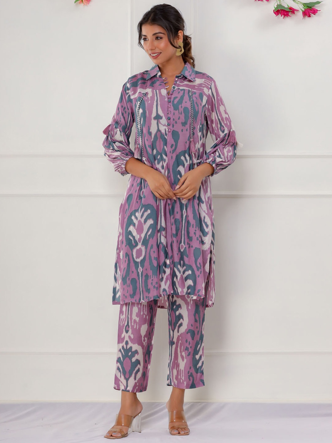

Meena Bazaar Ethnic Motifs Printed Kurta With Trousers, Purple