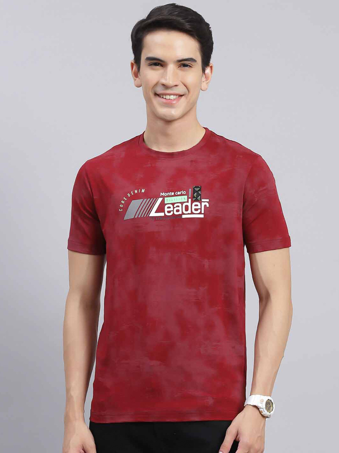 

Monte Carlo Typography Printed Cotton T-Shirt, Maroon