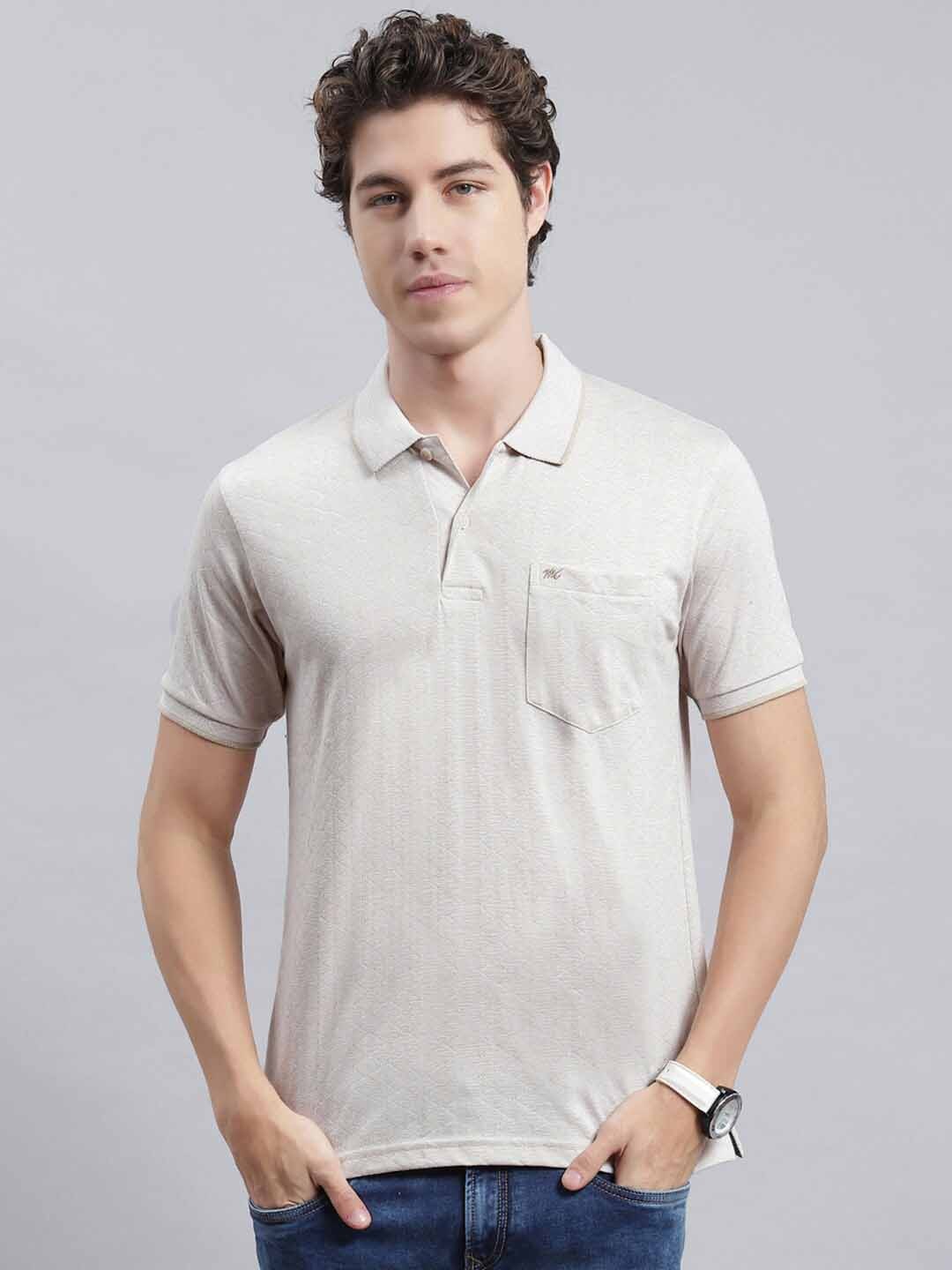 

Monte Carlo Polo Collar Cotton T-Shirt, Grey