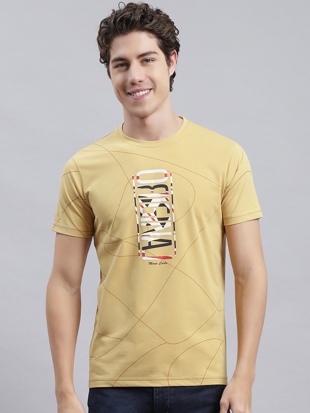 

Monte Carlo Abstract Printed Regular Fit Casual T-shirt, Yellow