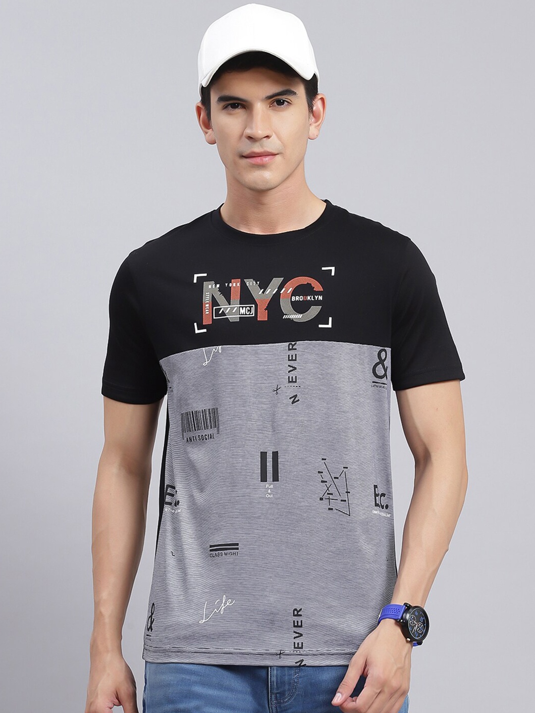 

Monte Carlo Typoraphy Printed Polo Collar Regular Fit Casual T-shirt, Black