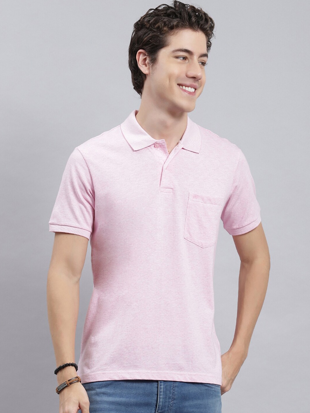 

Monte Carlo Polo Collar Regular Fit Cotton T-Shirt, Pink