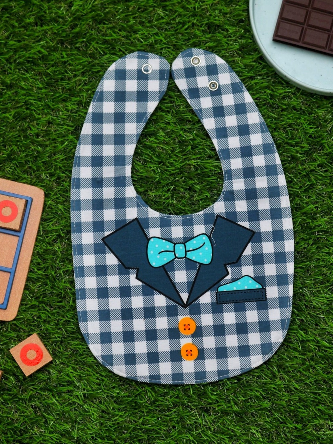 

Yellow Bee Infants Boys Printed Reversible Bibs, Blue