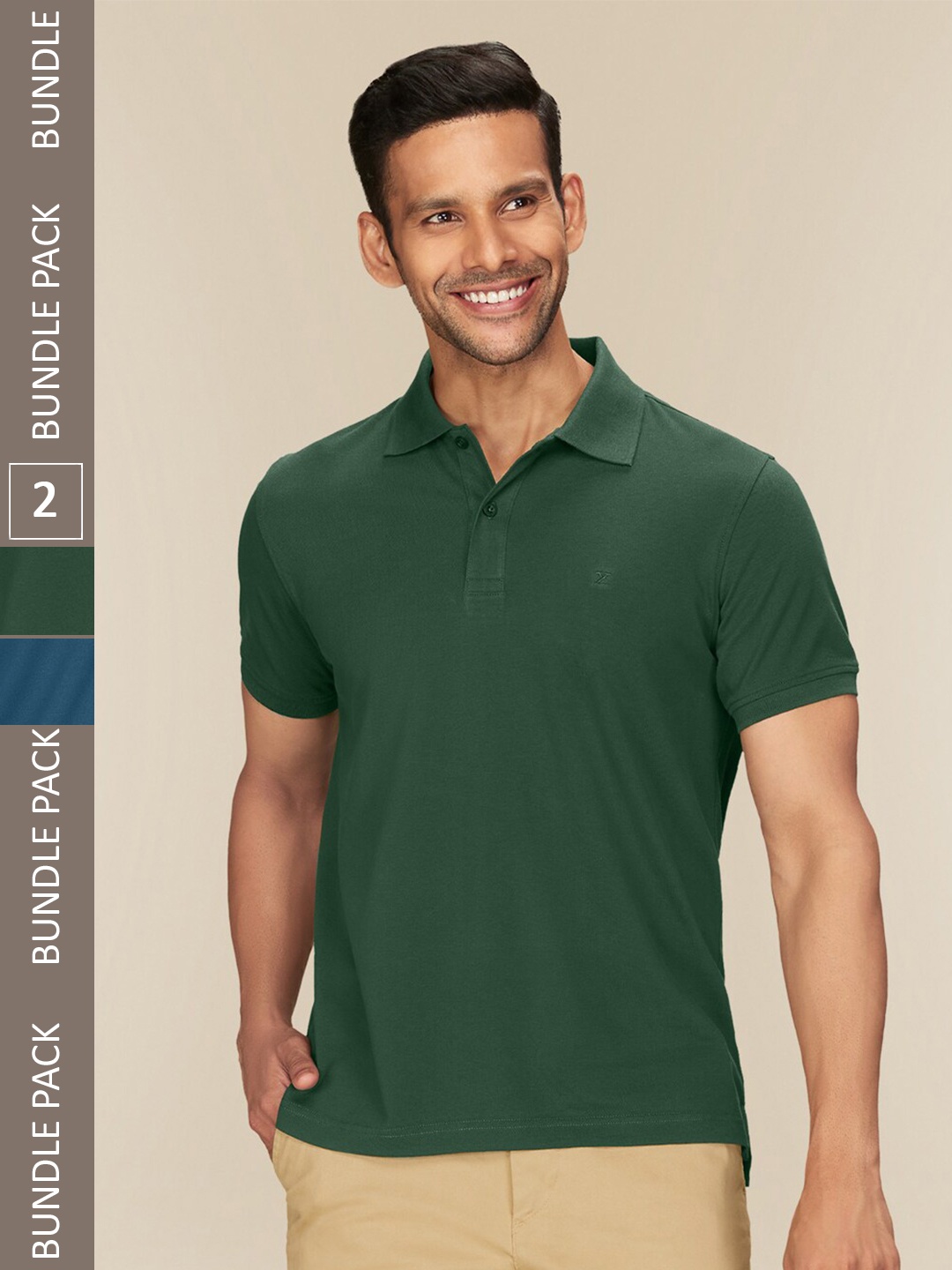 

XYXX Pack Of 2 Antimicrobial Pure Cotton T-shirts, Green