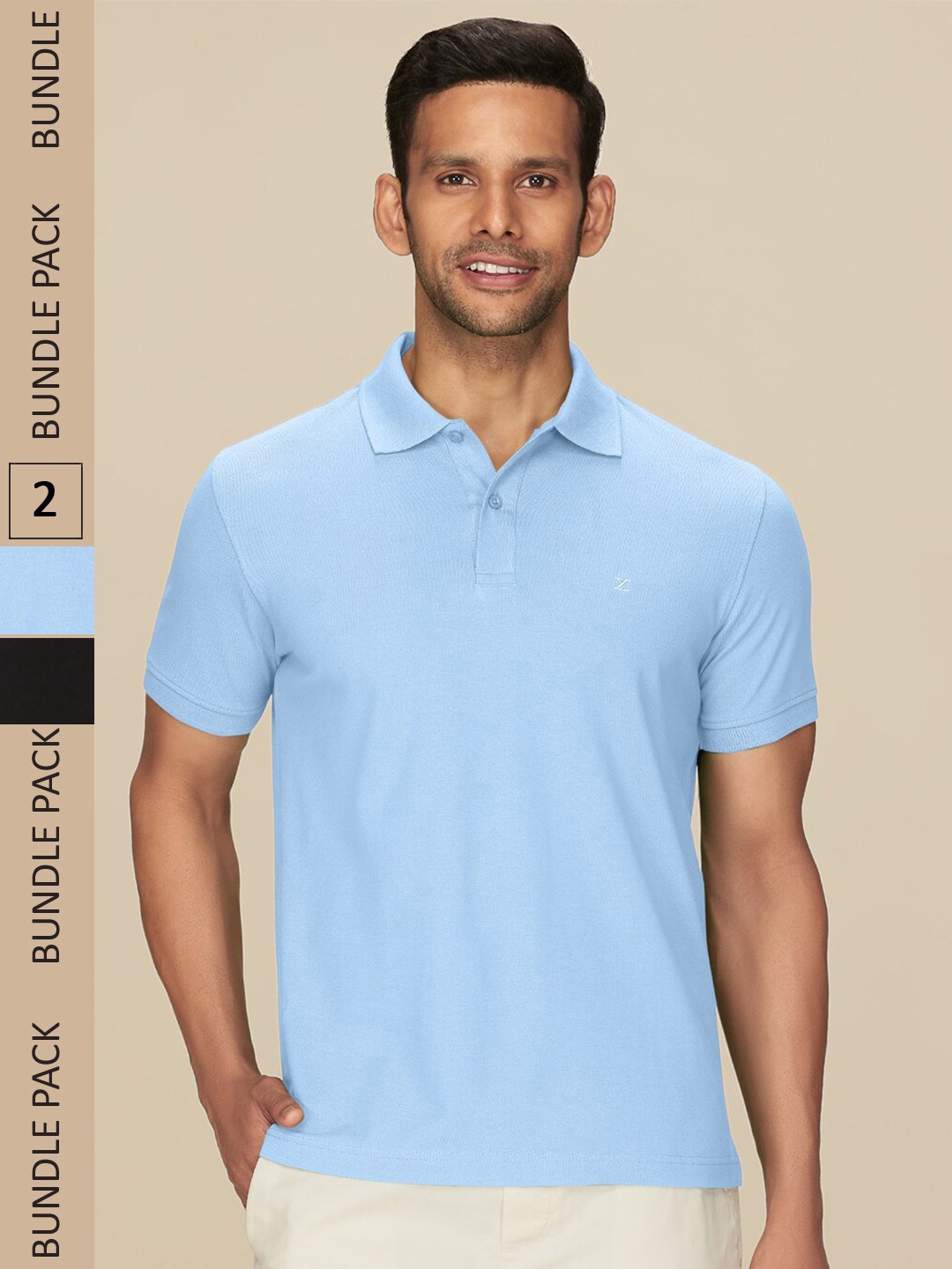 

XYXX Men Pack Of 2 Polo Collar Pure Cotton Antimicrobial T-shirt, Turquoise blue