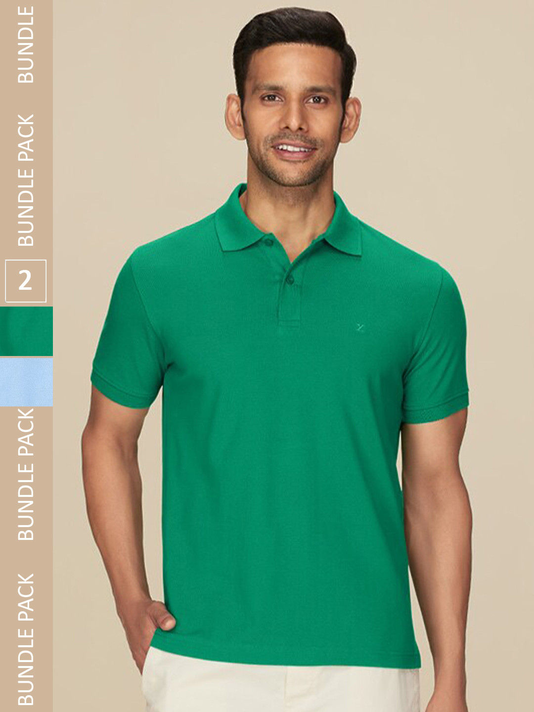 

XYXX Pack Of 2 Pure Cotton Antimicrobial T-shirts, Green