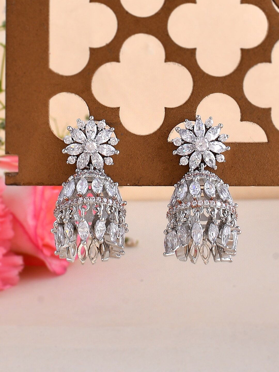 

Voylla Silver-Plated Contemporary Jhumkas