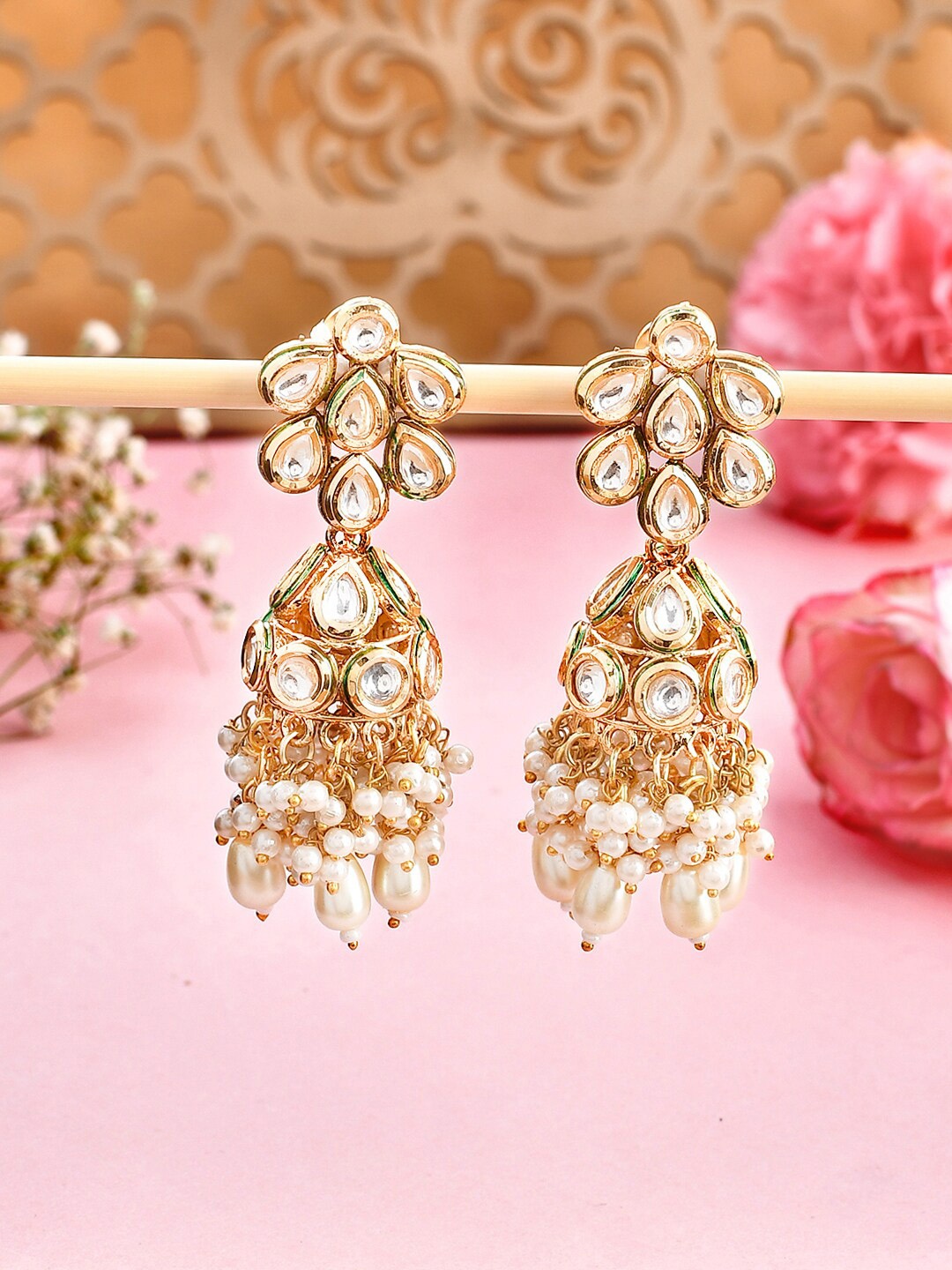 

Voylla Gold-Plated Kundan-Studded Contemporary Jhumkas