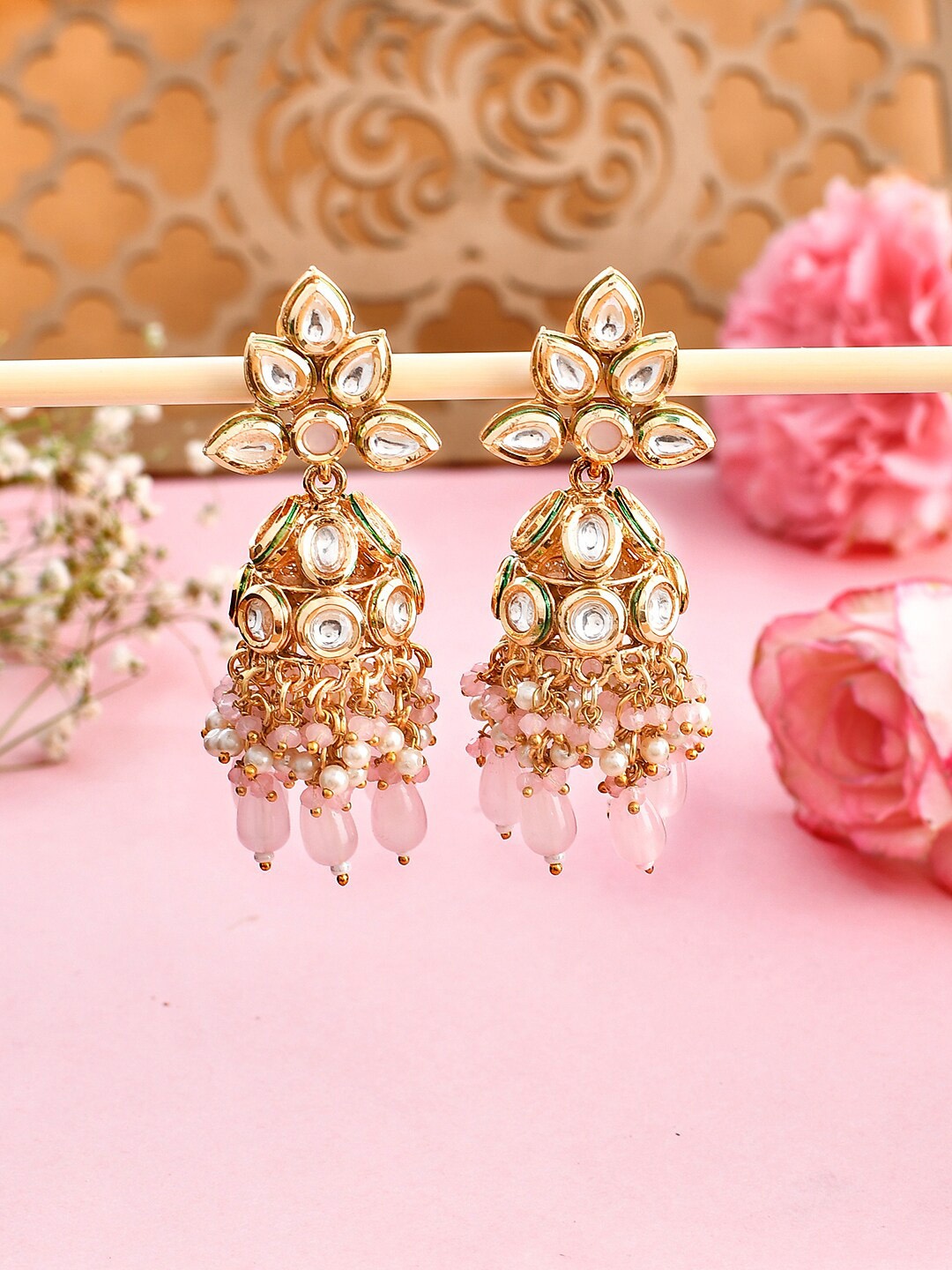 

Voylla Gold-Plated Kundan-Studded Contemporary Jhumkas