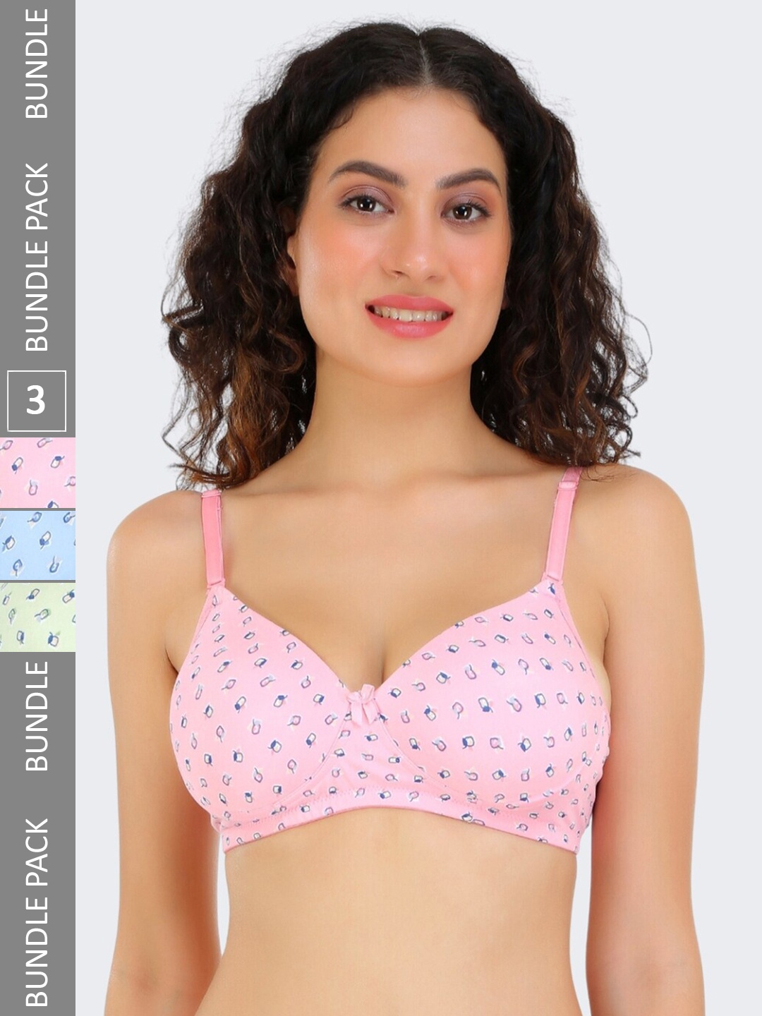 

POOJA RAGENEE Pack Of 3 Full Coverage Lightly Padded T-shirt Bra With All Day Comfort, Pink