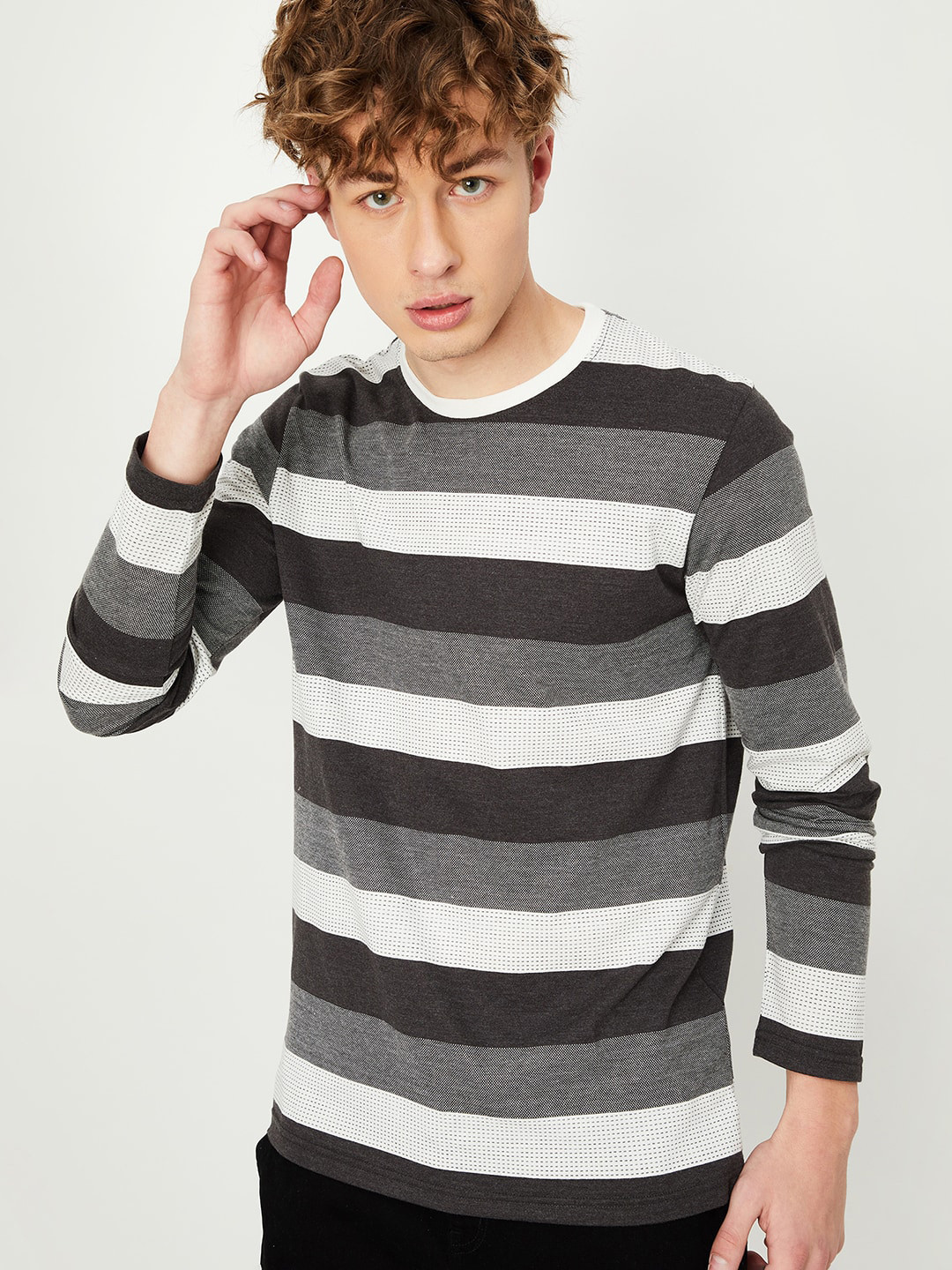 

max Striped Long Sleeves T-shirt, Black