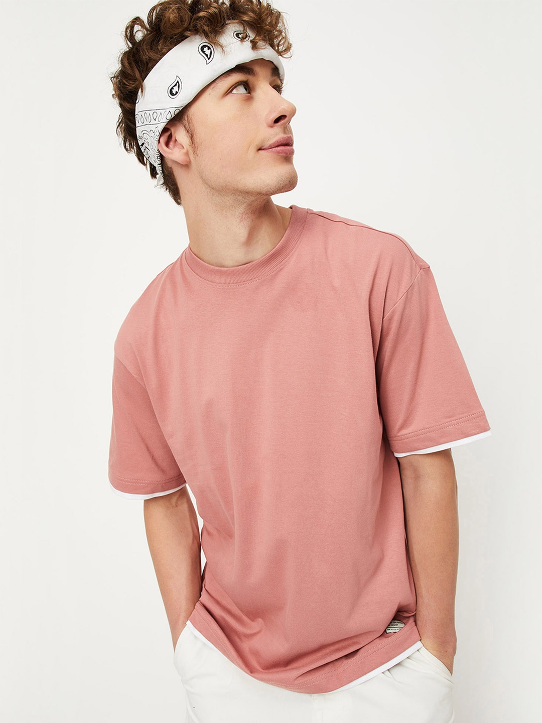

max Round Neck Pure Cotton T-Shirt, Pink