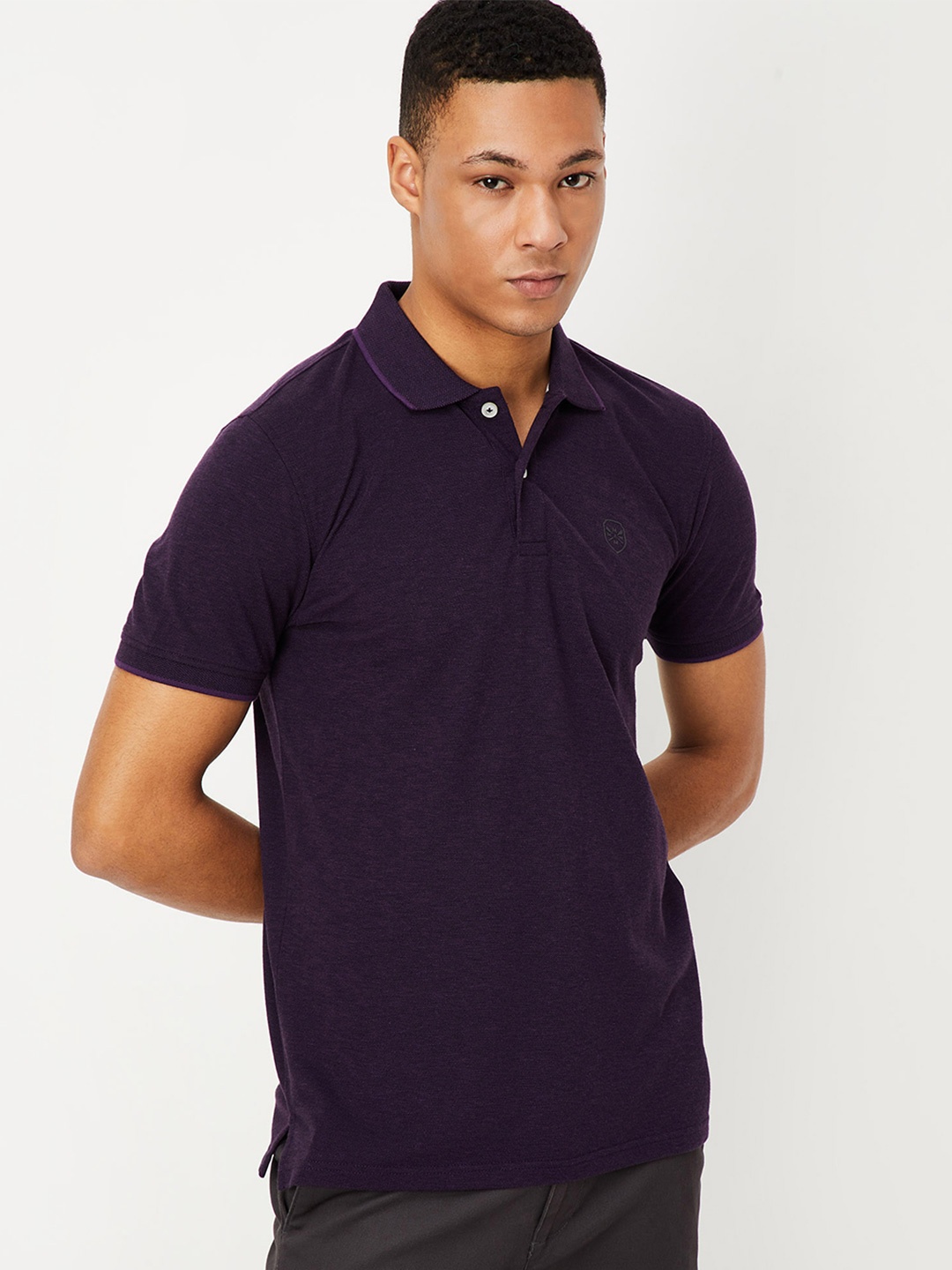 

max Polo Collar Short Sleeves T-shirt, Purple
