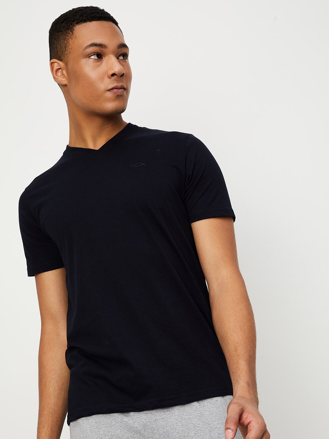 

max V-Neck Short Sleeves T-shirt, Navy blue