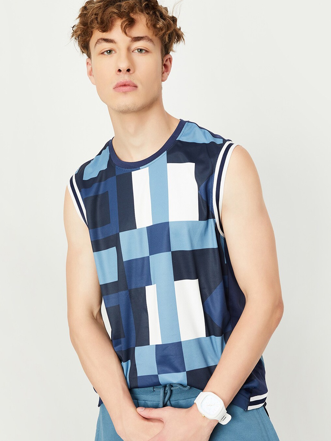 

max Abstract Printed Sleeveless T-shirt, Navy blue