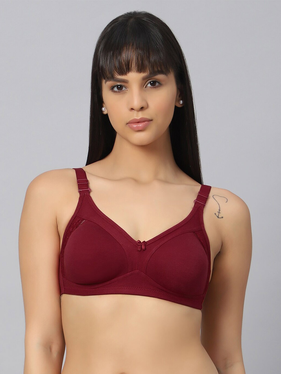 

Bluenixie Medium Coverage Non Padded Non-Wired T-Shirt Bra, Maroon