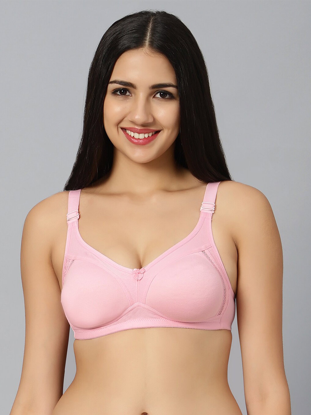 

Bluenixie Seamless Medium Coverage Cotton T-shirt Bra With Anti Bacterial, Pink