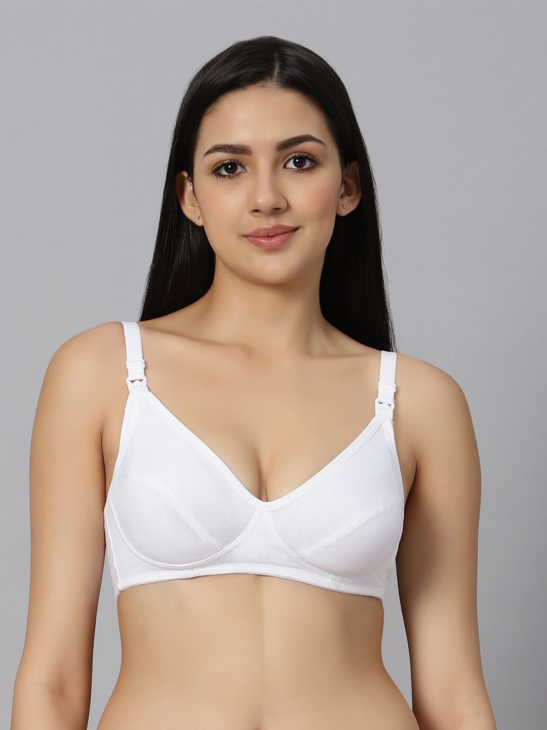 

Bluenixie Cotton Non-Wired Full Coverage Maternity Bra, White