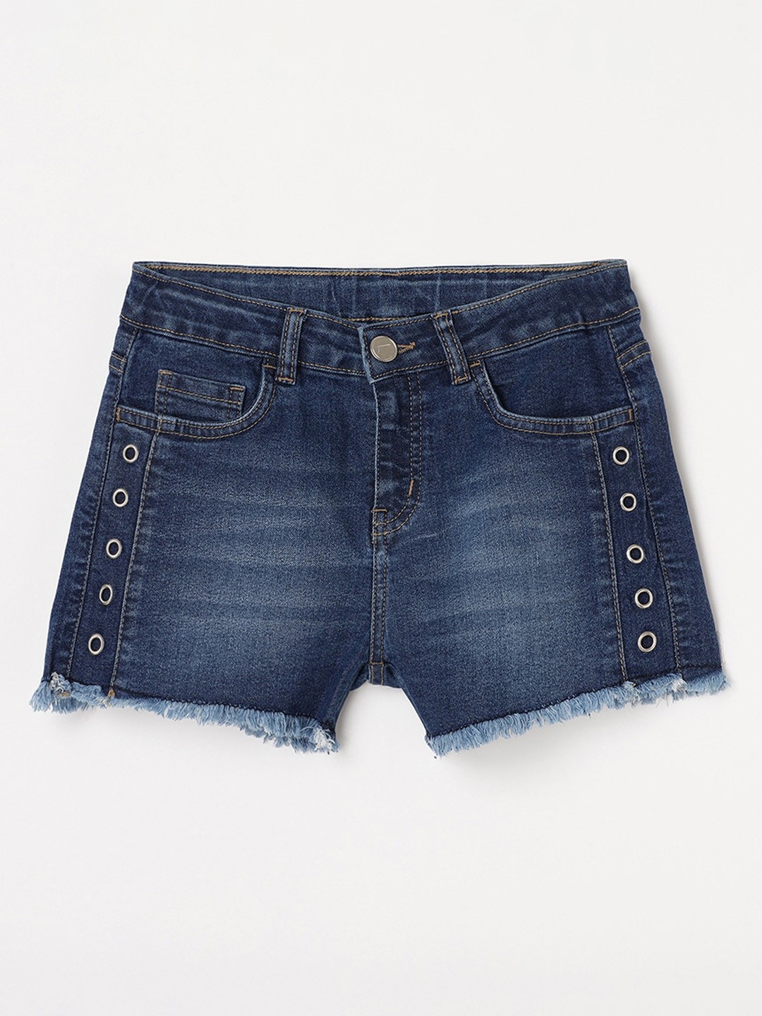 

Fame Forever by Lifestyle Girls Washed Mid-Rise Stretchable Denim Shorts, Blue
