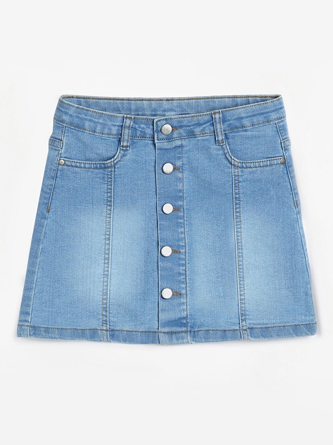 

Fame Forever by Lifestyle Girls A-Line Mini Denim Skirt, Blue
