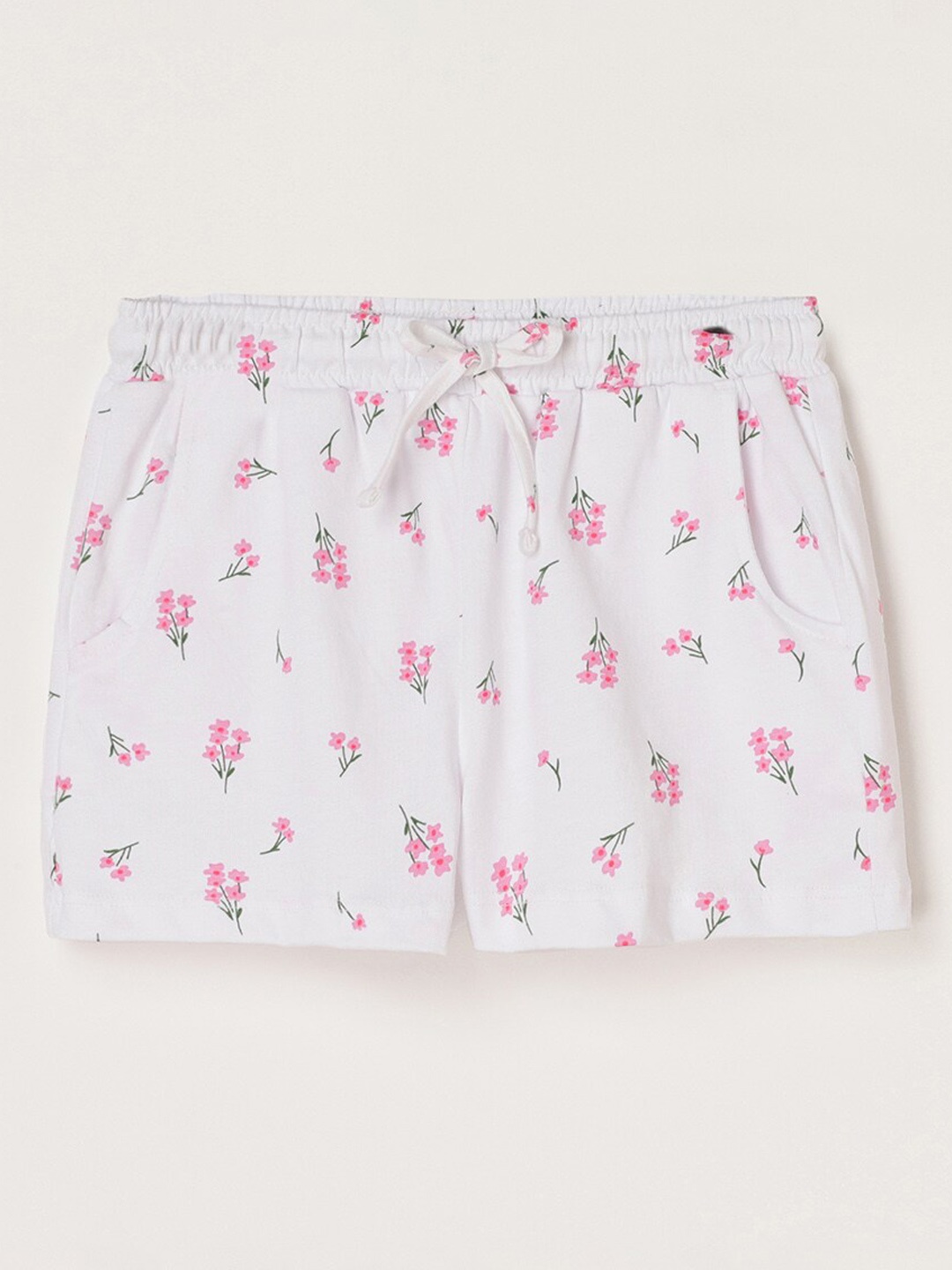 

Fame Forever by Lifestyle Girls Floral Printed Mid-Rise Pure Cotton Shorts, White