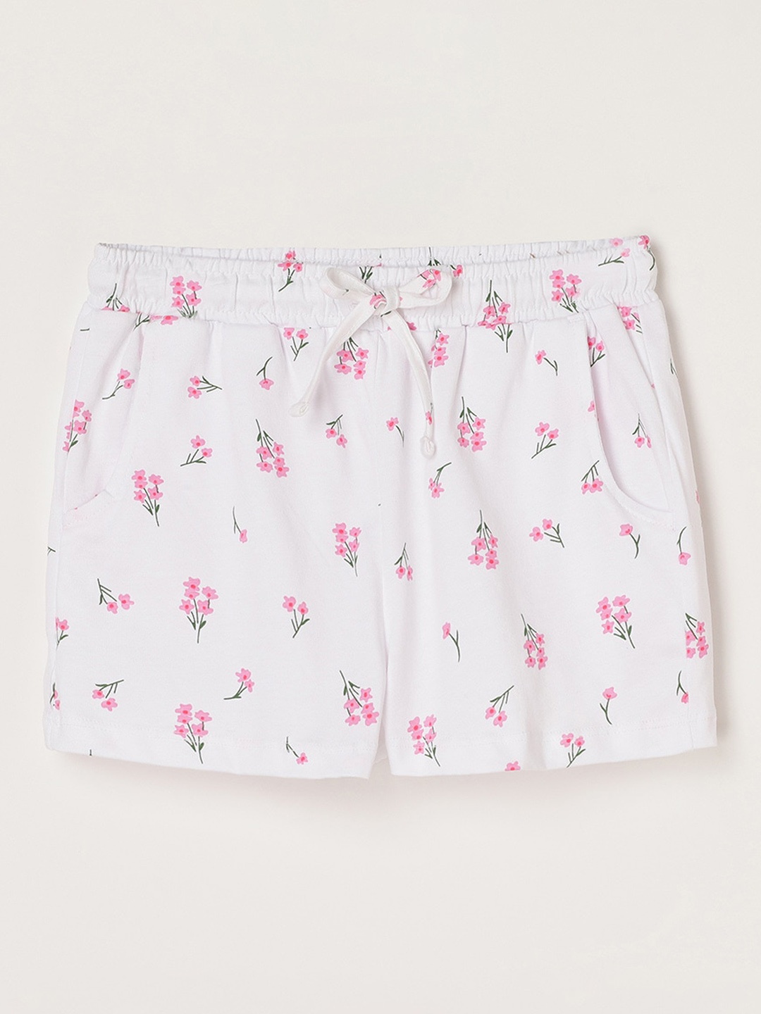 

Fame Forever by Lifestyle Girls Floral Printed Mid Rise Pure Cotton Shorts, White