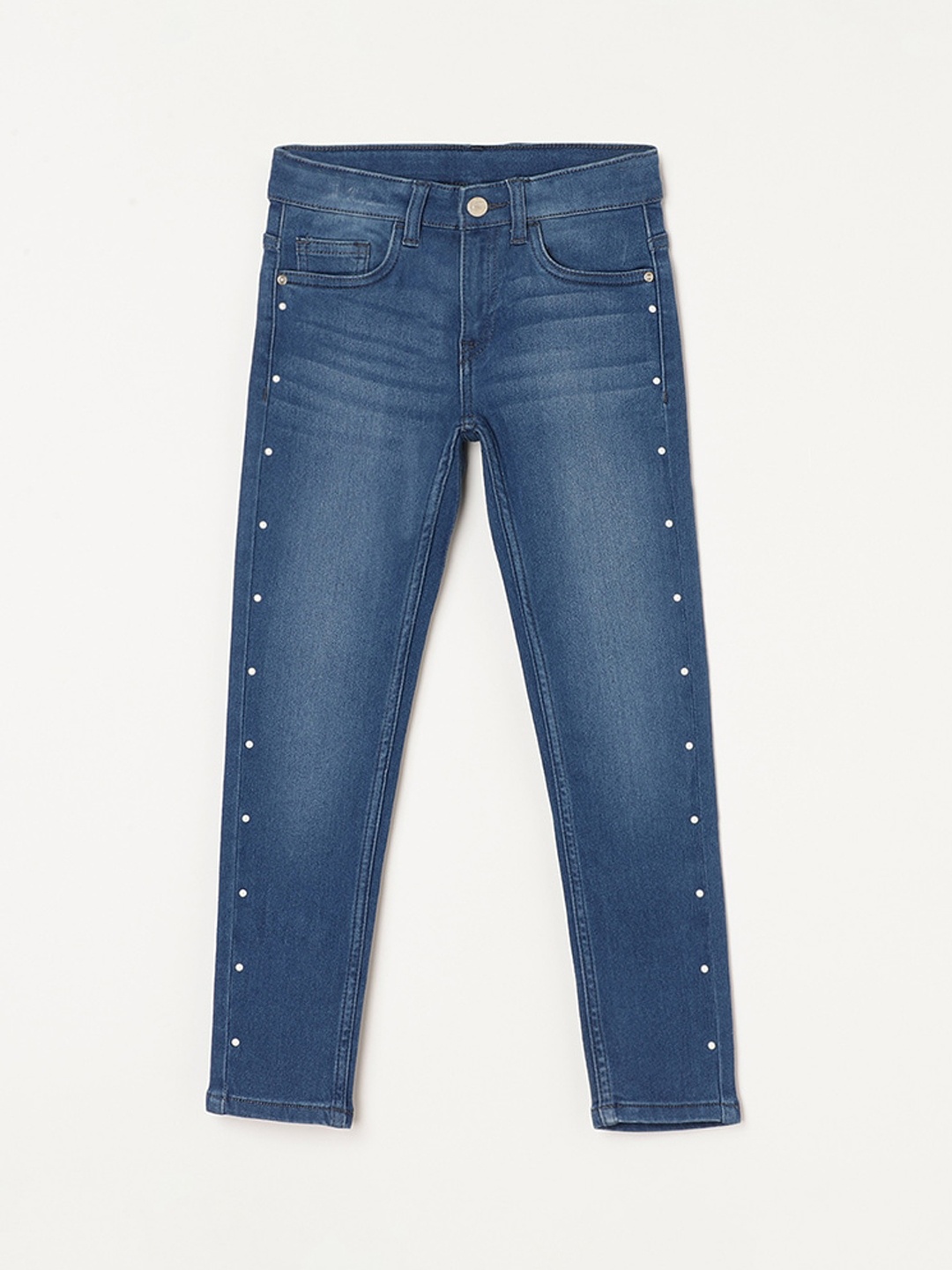 

Fame Forever by Lifestyle Girls Slim Fit Bead Detail Light Fade Stretchable Jeans, Blue