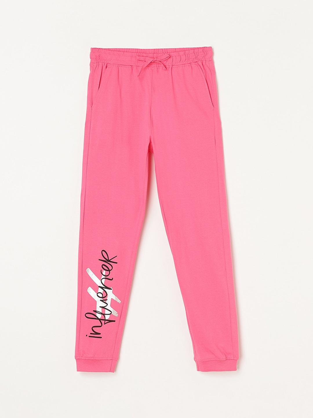 

Fame Forever by Lifestyle Girls Typographic Printed Cotton Joggers, Pink