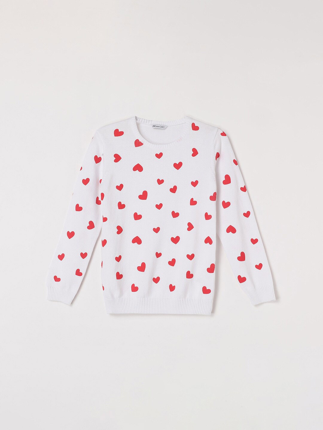 

Fame Forever by Lifestyle Girls Conversational Printed Pure Cotton Pullover Sweater, Off white