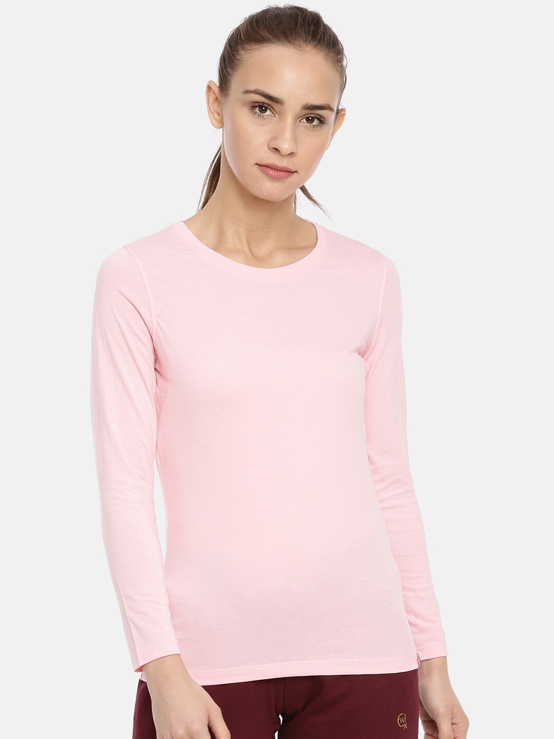 

Macrowoman W-Series Round Neck Cotton T-shirt, Pink