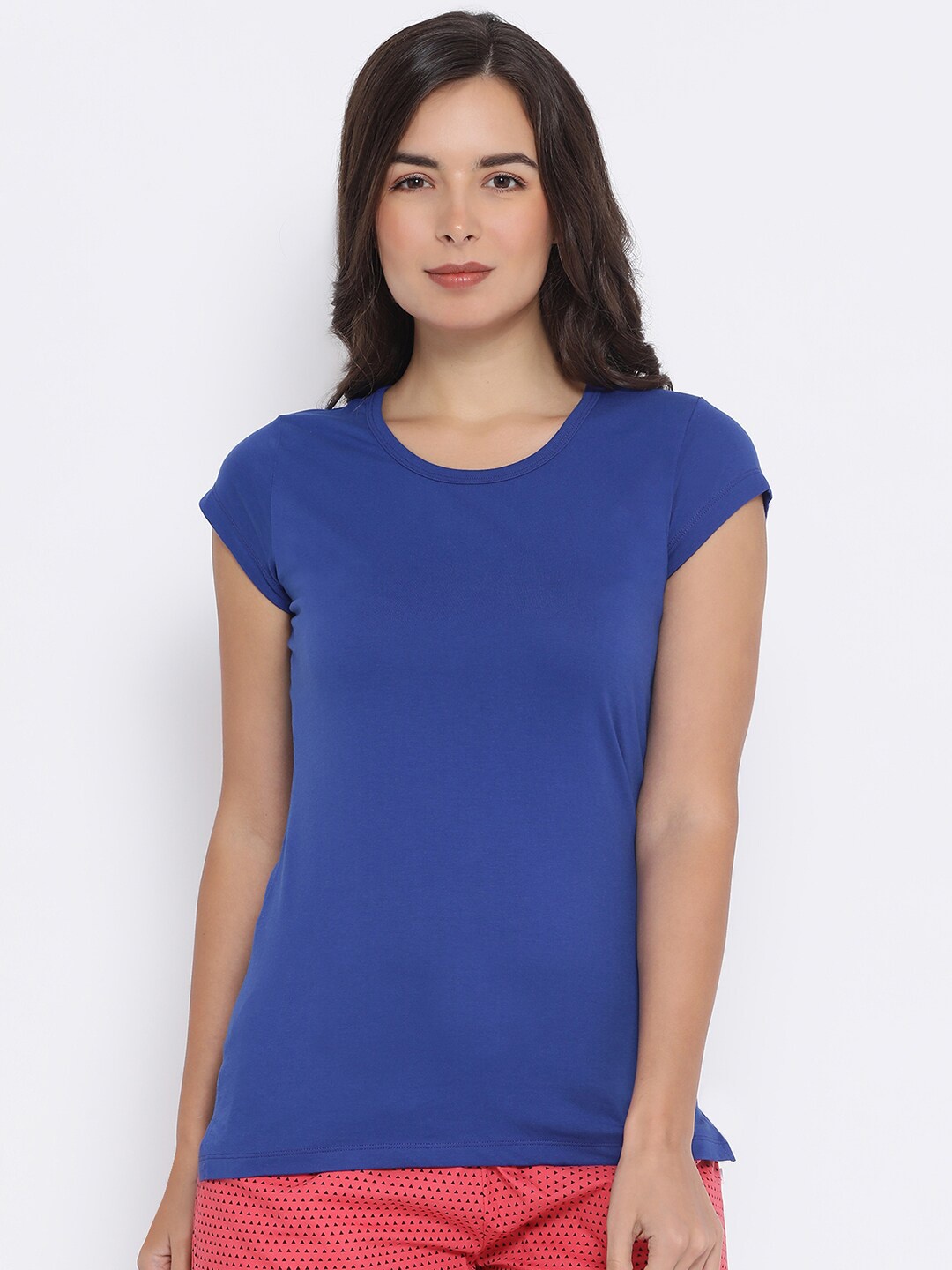 

Macrowoman W-Series Round Neck Pure Cotton Casual T-shirt, Blue