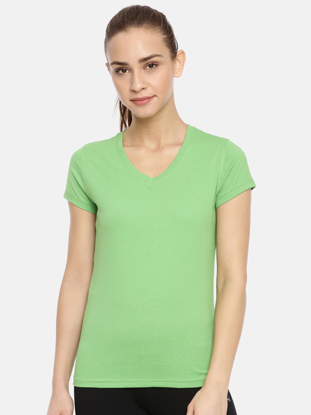 

Macrowoman W-Series V- Neck Pure Cotton Casual T-shirt, Green