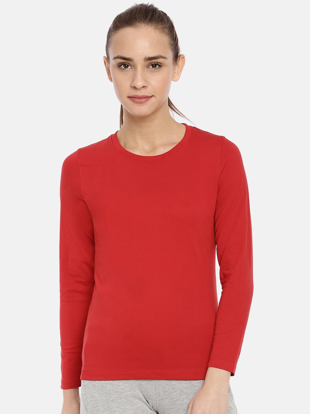 

Macrowoman W-Series Round Neck Cotton T-shirt, Red