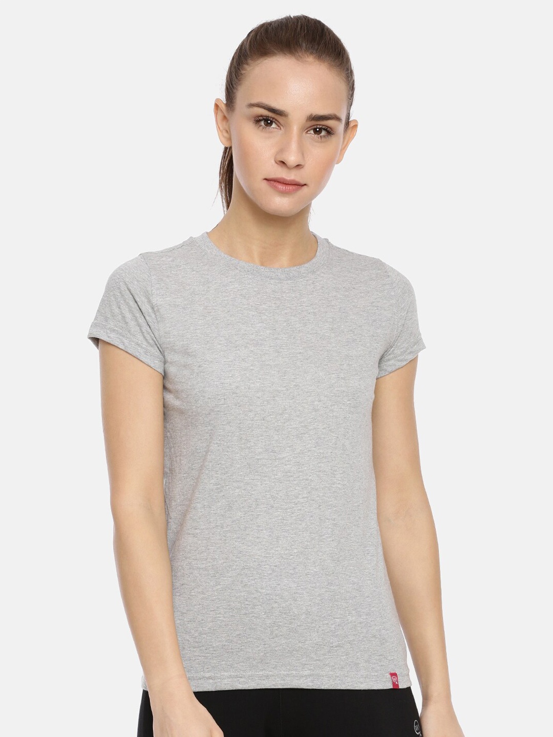 

Macrowoman W-Series Round Neck Pure Cotton Casual T-shirt, Grey melange