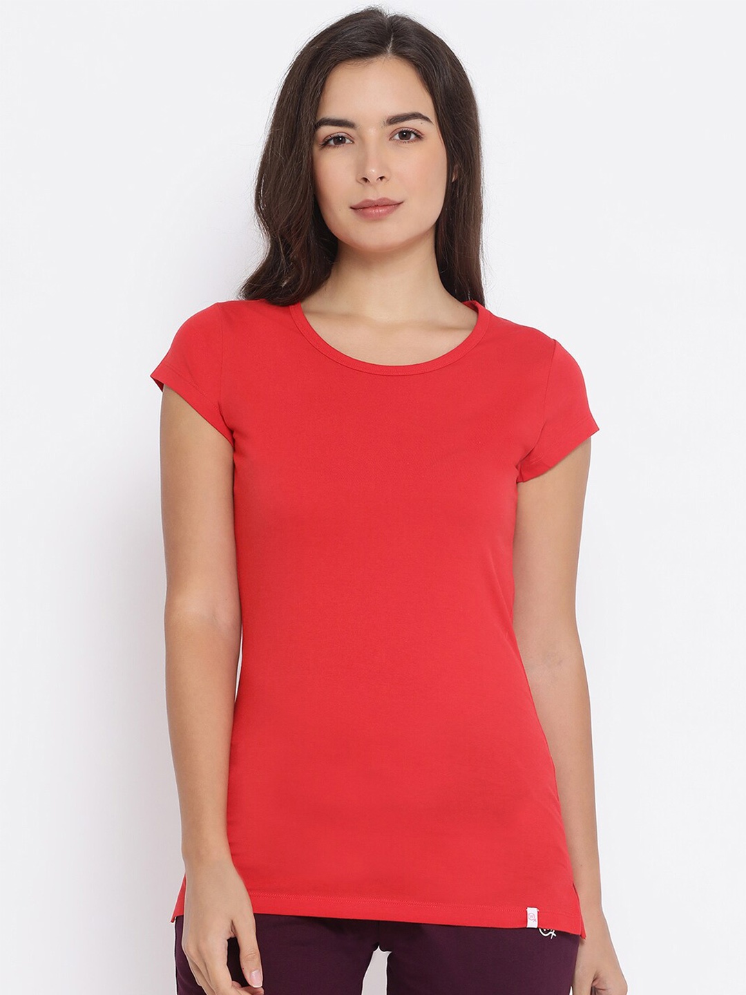 

Macrowoman W-Series Round Neck Cotton T-shirt, Red