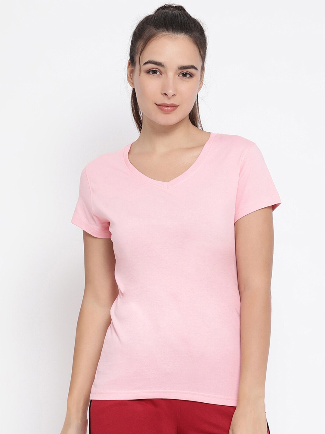 

Macrowoman W-Series V-Neck Cotton T-shirt, Pink