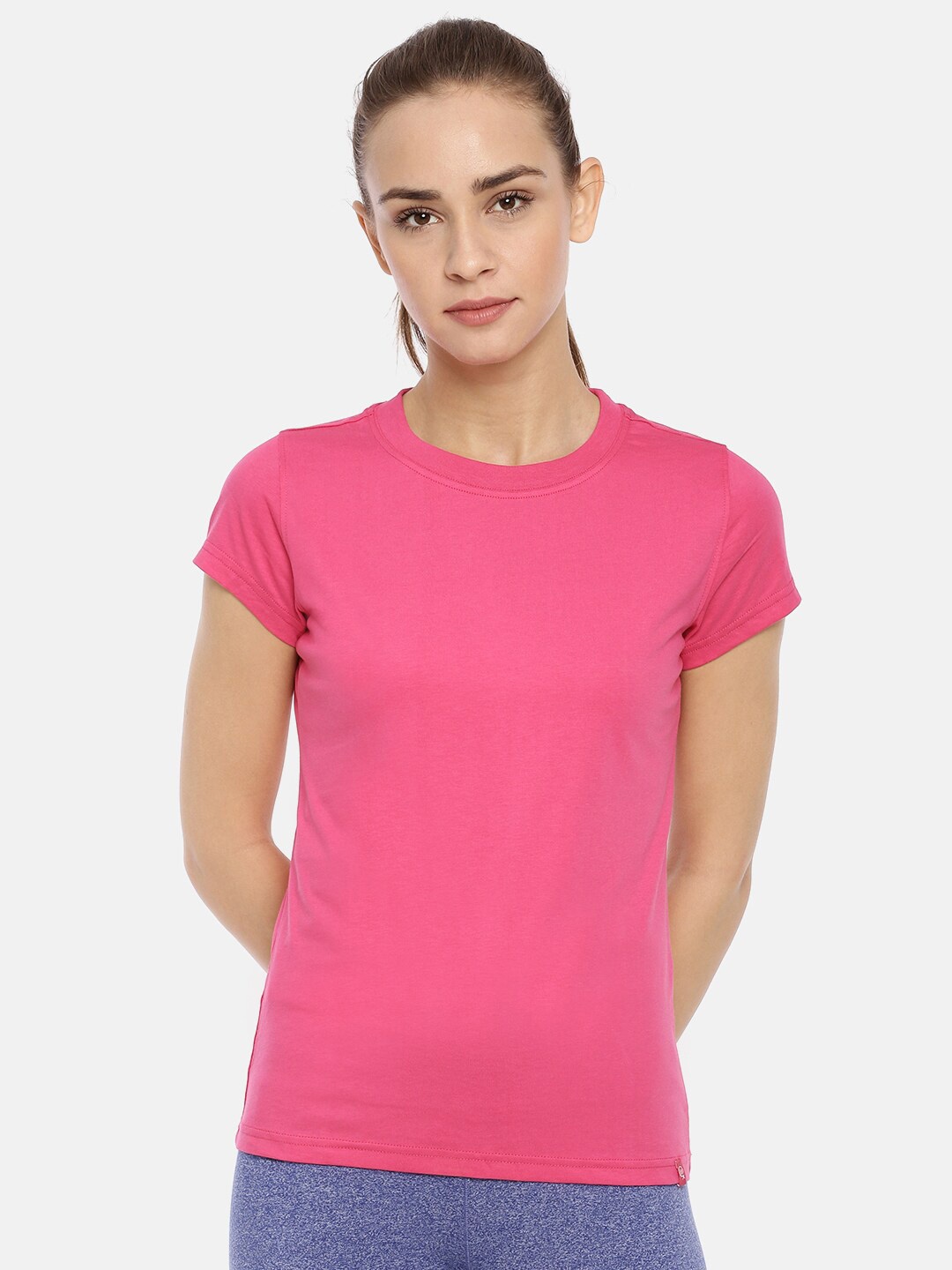 

Macrowoman W-Series Round Neck Cotton T-shirt, Pink