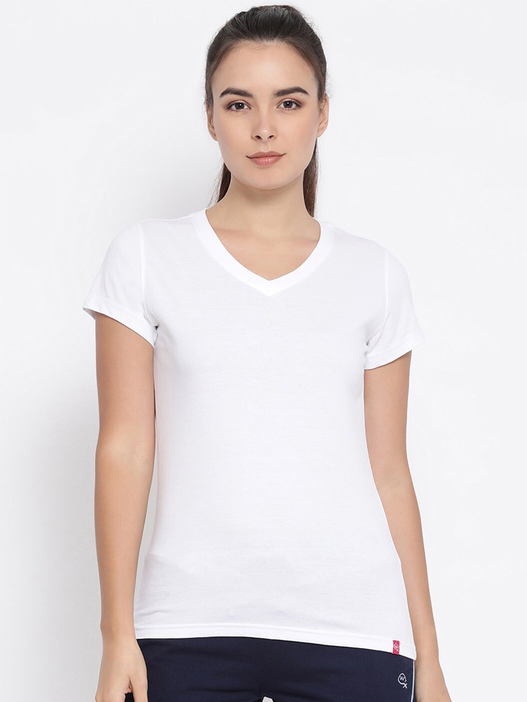 

Macrowoman W-Series V-Neck Short Sleeve Cotton T-Shirt, White