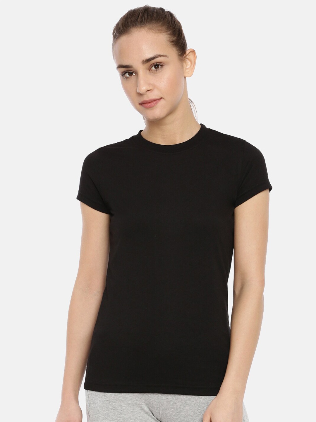 

Macrowoman W-Series Round Neck Cotton T-shirt, Black