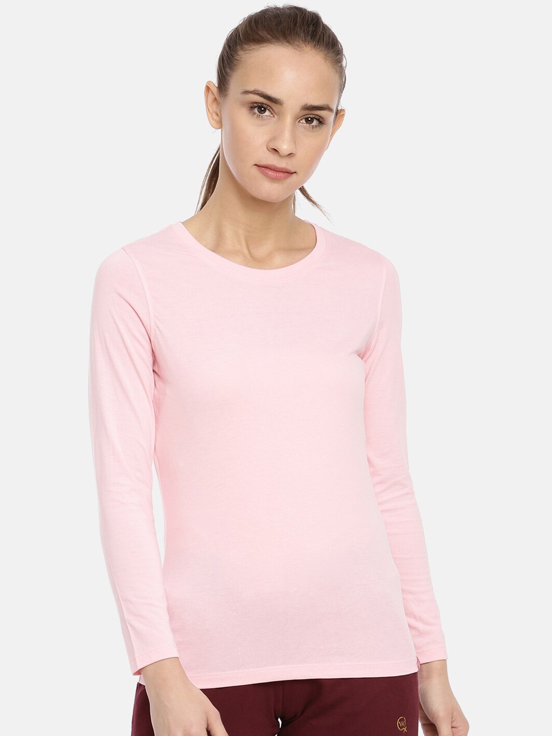 

Macrowoman W-Series Round Neck Cotton T-shirt, Pink