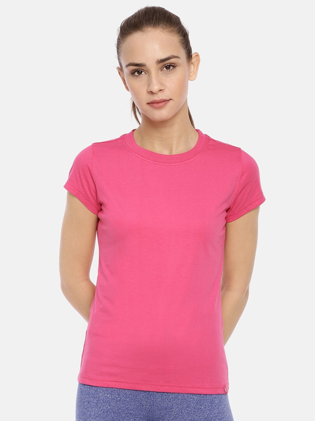 

Macrowoman W-Series Round Neck Pure Cotton Casual T-shirt, Pink