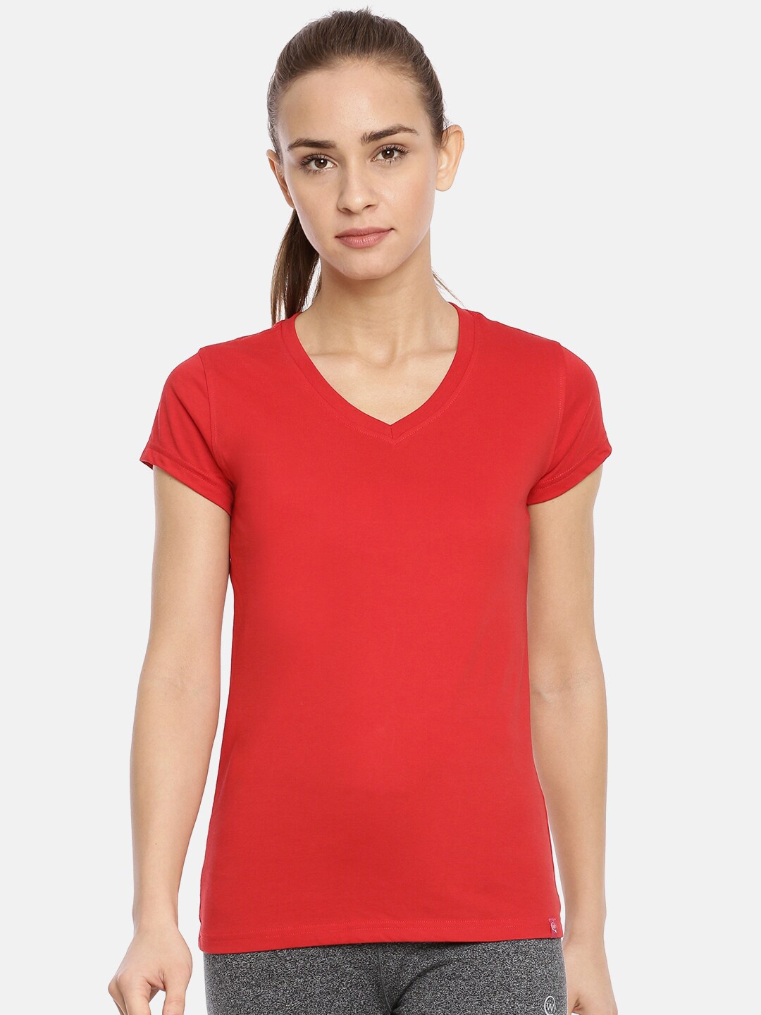 

Macrowoman W-Series V-Neck Cotton Regular T-shirt, Red