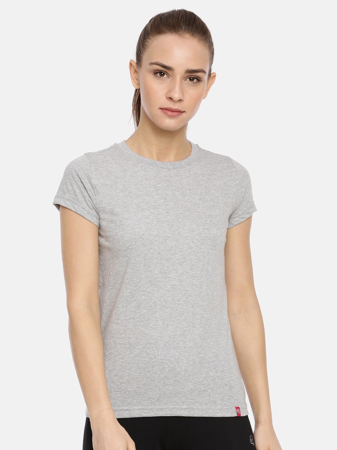

Macrowoman W-Series Round Neck Short Sleeve Cotton T-shirt, Grey melange