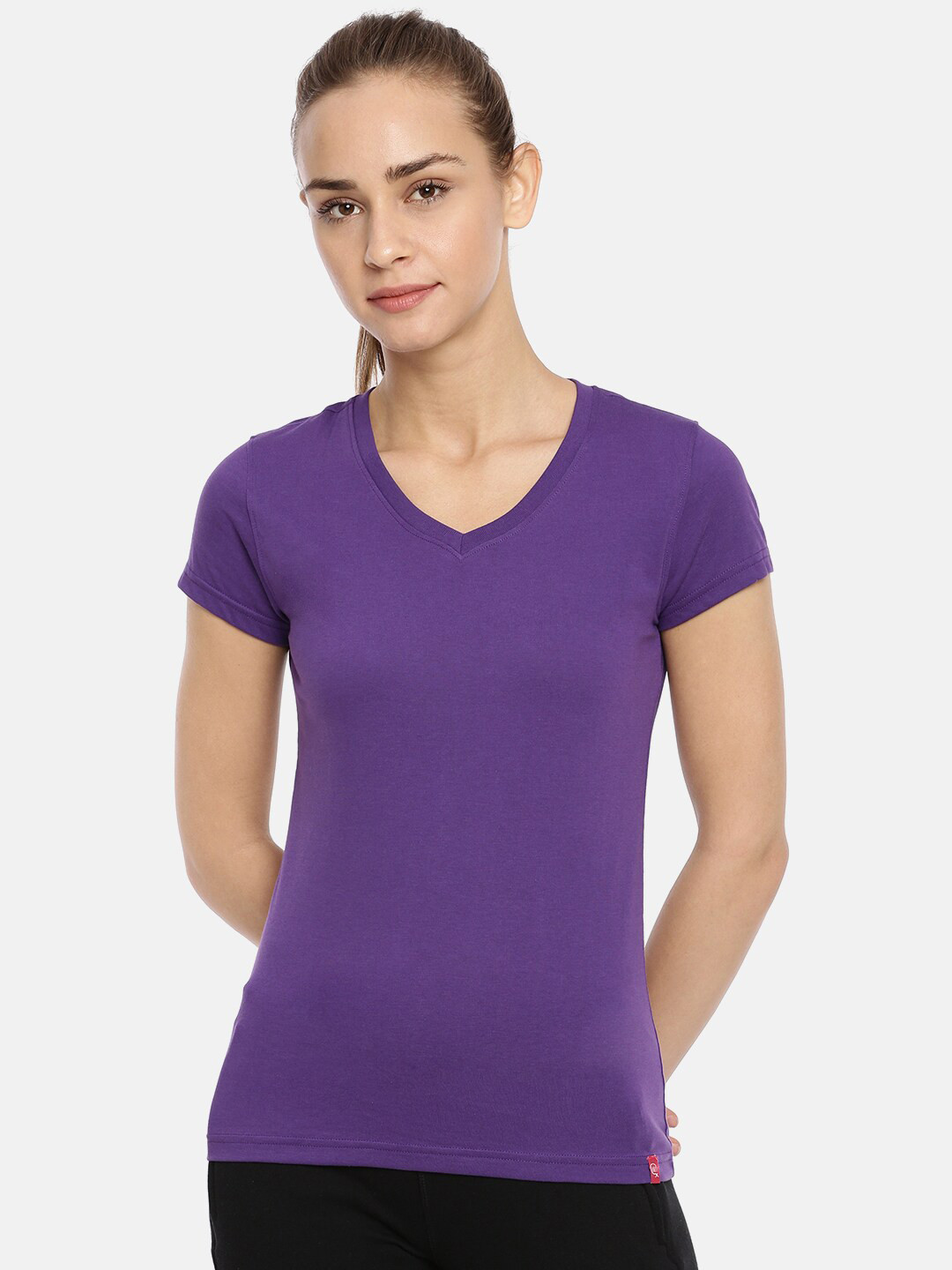 

Macrowoman W-Series V-Neck Cotton T-shirt, Purple