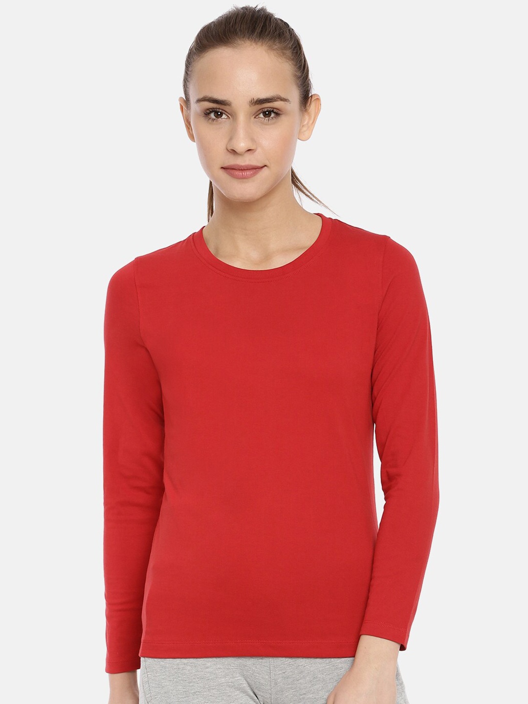 

Macrowoman W-Series Round Neck Short Sleeve Cotton T-Shirt, Red