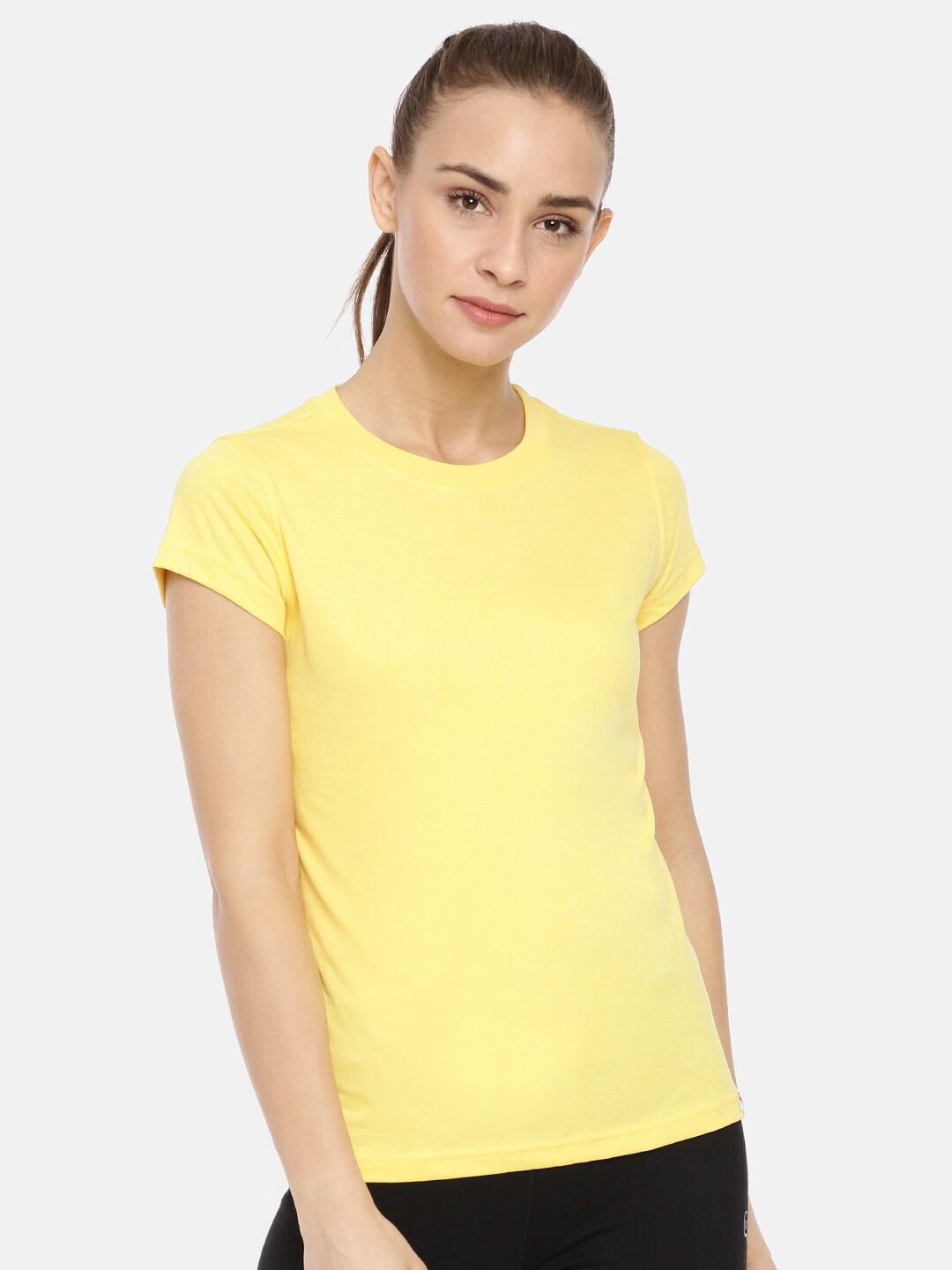 

Macrowoman W-Series Round Neck Cotton T-shirt, Yellow