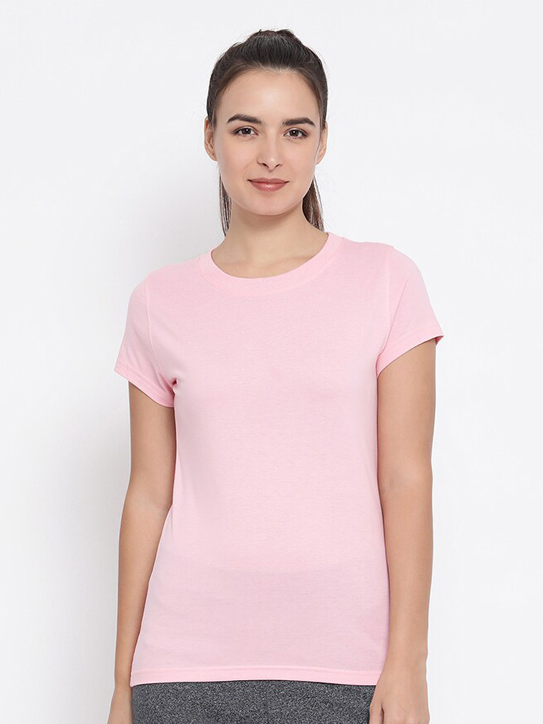 

Macrowoman W-Series Round Neck Cotton T-shirt, Pink