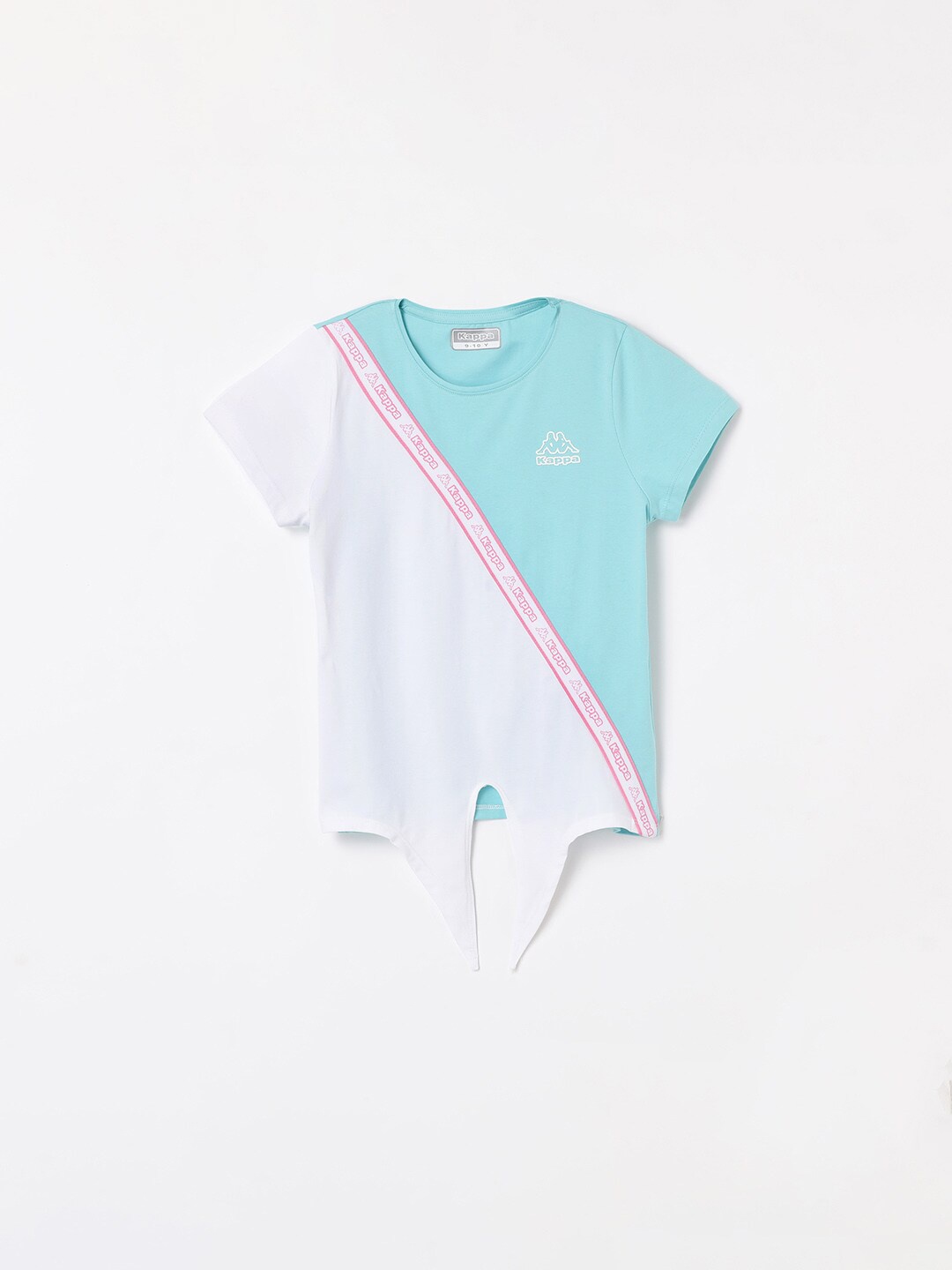 

Kappa Girls Colourblocked Round Neck Tie-Ups Cotton Regular T-shirt, Blue