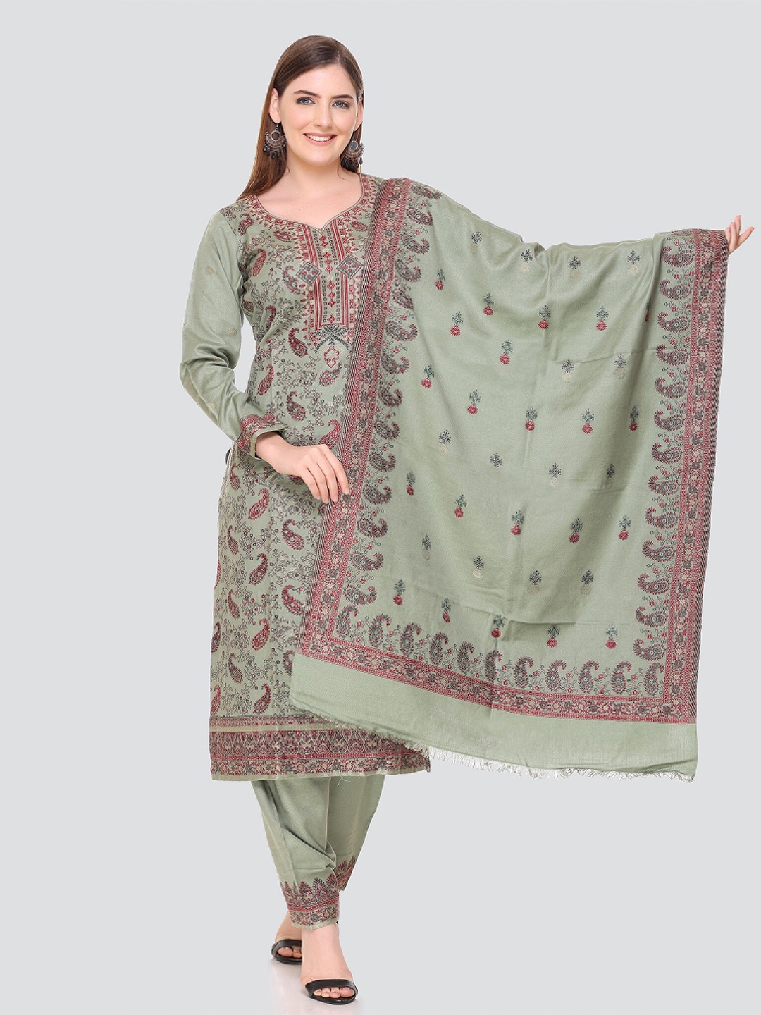 

KIDAR Unstitched Dress Material, Green